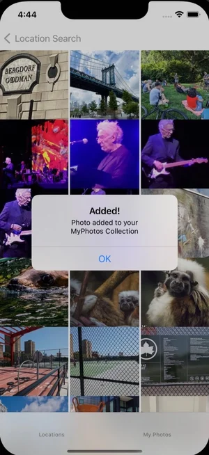 My Photos photo grid with save confirmation