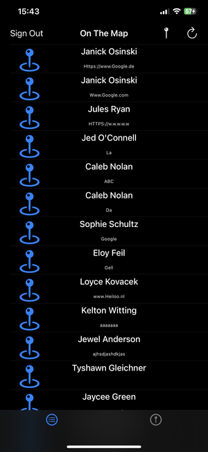 On the Map student list view